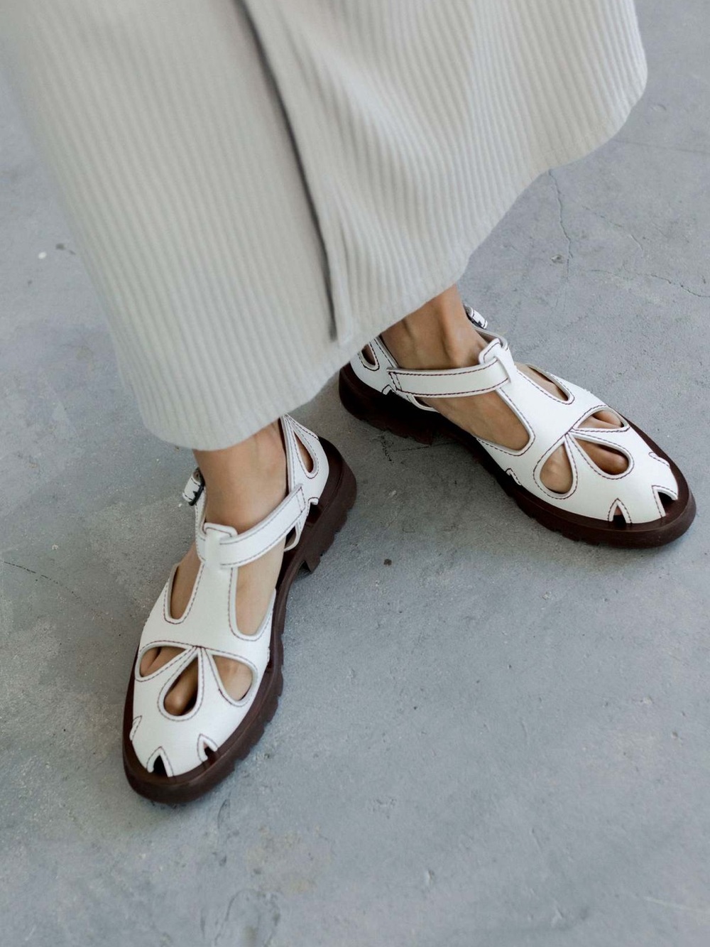 Hereu Sandals White Leather - Picture 2 of 9